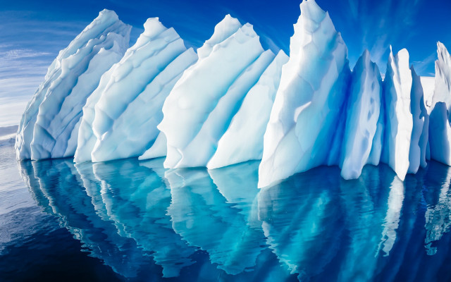 Icebergs reflection blue sky matte free wallpaper for desktop - medium preview image