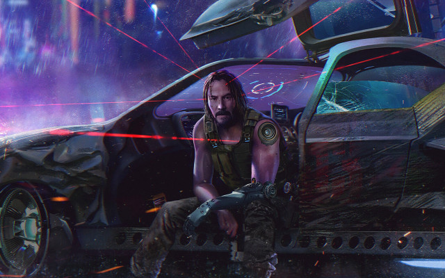 Sci fi man car cyberpunk free wallpaper for desktop - medium preview image