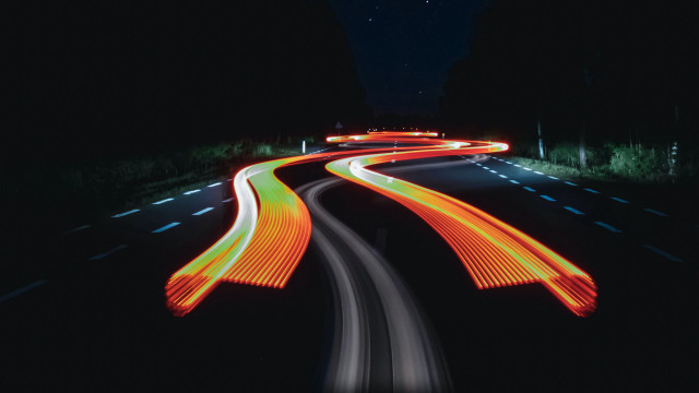Highway night long exposure car free wallpaper for desktop - medium preview image