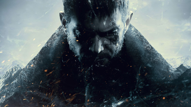 Snowy mountain man cyberpunk aurora free wallpaper for desktop - medium preview image