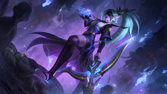 Akali fantasy sword purple blue free wallpaper for desktop - medium preview image