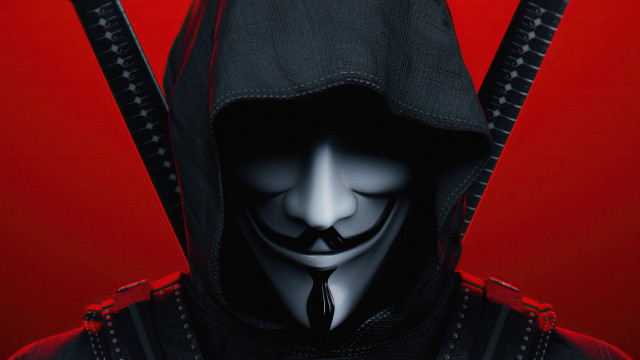 Black hooded suit swords red free wallpaper for desktop - medium preview image
