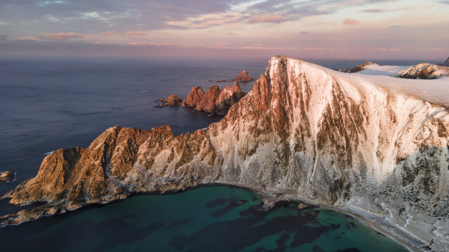 Snowy mountain water ecological art free wallpaper for desktop - medium preview image