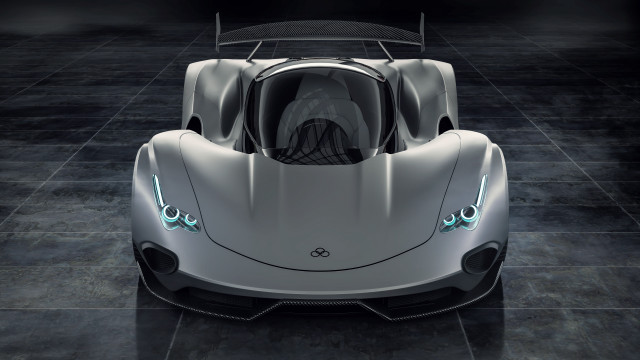 Futuristic car hood up black free wallpaper for desktop - medium preview image