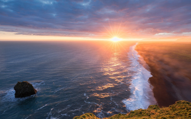 Sunset ocean rock reflection sunrise free wallpaper for desktop - medium preview image