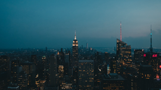 City skyline night lights aurora free wallpaper for desktop - medium preview image