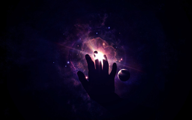 Hand reaching ball light cosmic free wallpaper for desktop - medium preview image