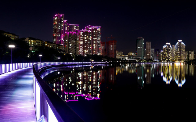 City skyline night bridge river #22 free wallpaper for desktop - medium preview image