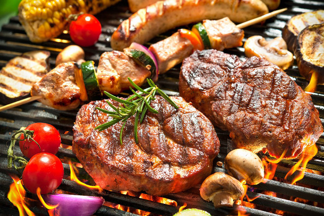 Grill steaks cooking barbecue outdoor free wallpaper for desktop - medium preview image