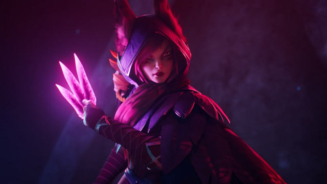 Woman hooded armor knife glow free wallpaper for desktop - medium preview image