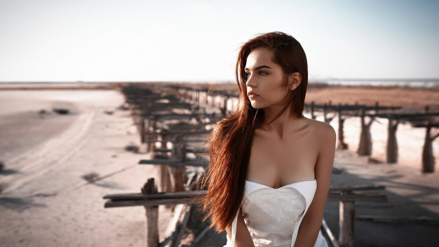 Elina karimova red hair beach free wallpaper for desktop - medium preview image