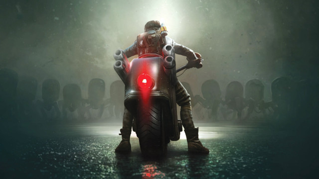 Man motorcycle red lights concept free wallpaper for desktop - medium preview image