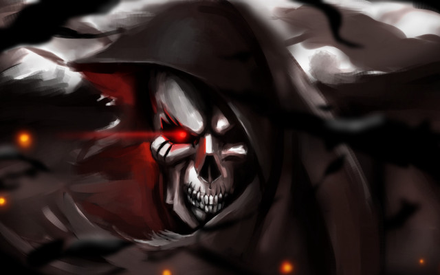 Skull red light hooded cloak free wallpaper for desktop - medium preview image