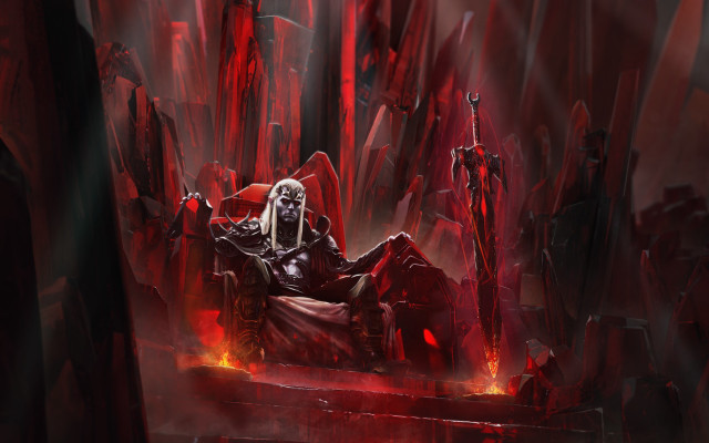 Demonic throne room red glowing free wallpaper for desktop - medium preview image