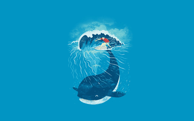 Whale red fish ocean wave free wallpaper for desktop - medium preview image