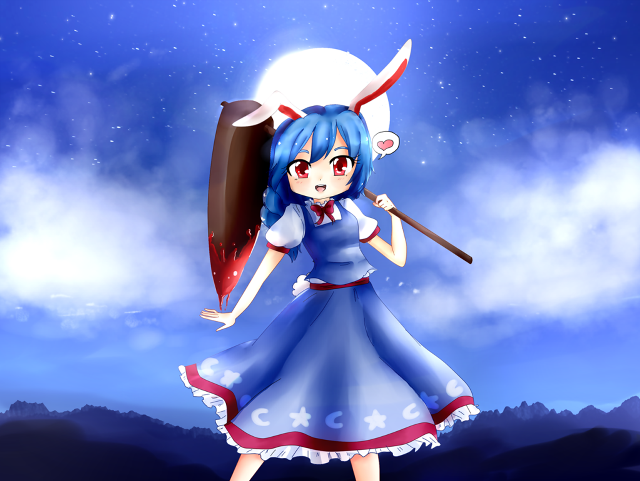 Girl blue dress umbrella sky free wallpaper for desktop - medium preview image