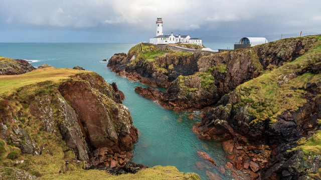 Lighthouse cliff ocean boat cloud free wallpaper for desktop - medium preview image