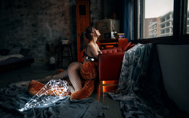 Woman teddy bear cyberpunk lamia free wallpaper for desktop - medium preview image