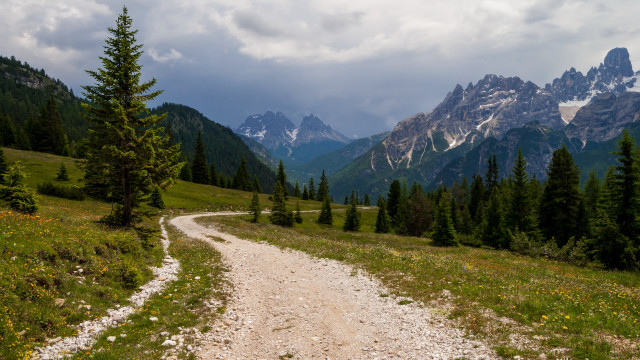 Mountain dirt road sky lake free wallpaper for desktop - medium preview image