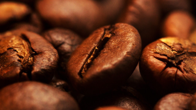 Coffee beans macro photorealism venous free wallpaper for desktop - medium preview image