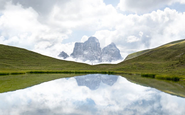 Mountain lake clouds nature beach free wallpaper for desktop - medium preview image