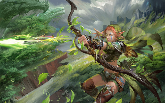 Elf archer greenfireball forest armor free wallpaper for desktop - medium preview image