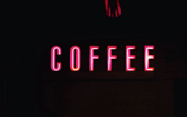 Neon coffee clock red light free wallpaper for desktop - medium preview image