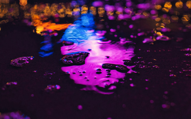 Puddle colorful lights black surface free wallpaper for desktop - medium preview image