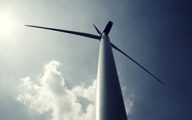 Wind turbine blue sky clouds free wallpaper for desktop - medium preview image