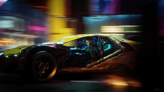 Night driving cyberpunk car pilot free wallpaper for desktop - medium preview image
