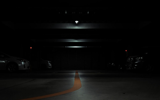 Dark parking garage night cinematic free wallpaper for desktop - medium preview image