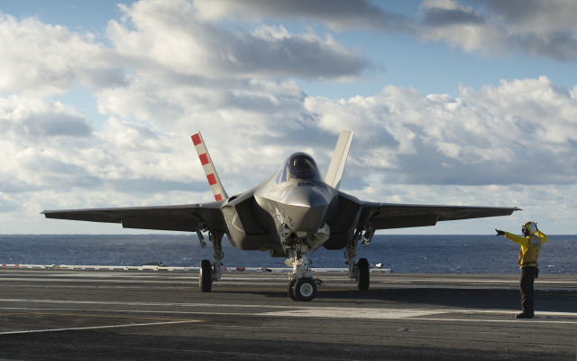 Fighter jet ocean horizon man free wallpaper for desktop - medium preview image