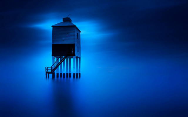 Small white house blue floor free wallpaper for desktop - medium preview image