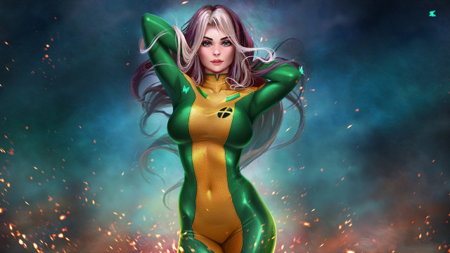 Firework woman flames bodysuit superhero free wallpaper for desktop - medium preview image