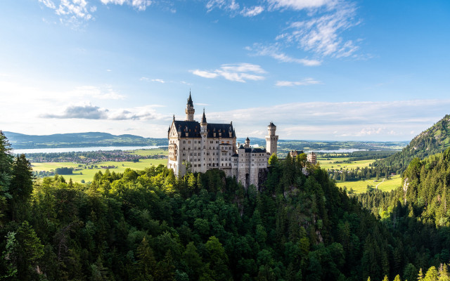 Castle forest lake sky matte free wallpaper for desktop - medium preview image