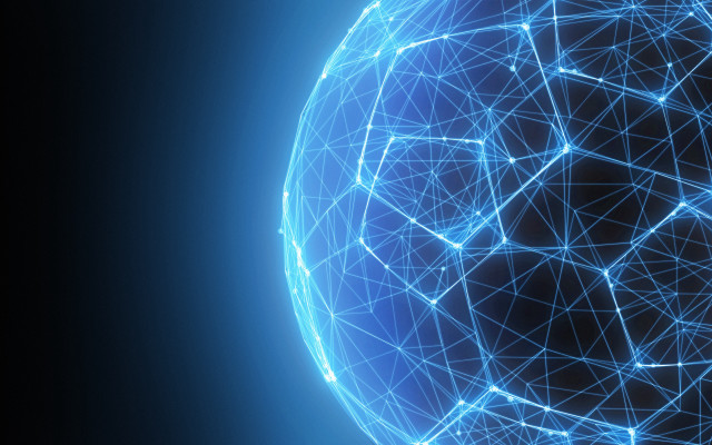 Blue sphere lines dots 3d free wallpaper for desktop - medium preview image