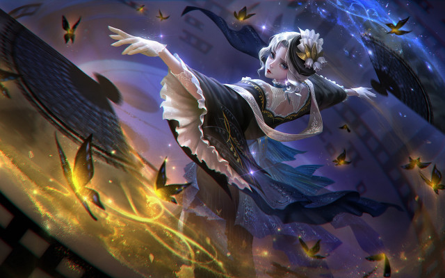 Woman flying bird dress ornament free wallpaper for desktop - medium preview image