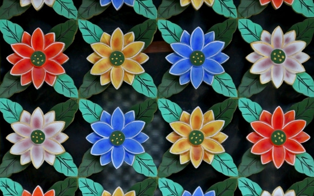 Colorful flower pattern black background #2 free wallpaper for desktop - medium preview image