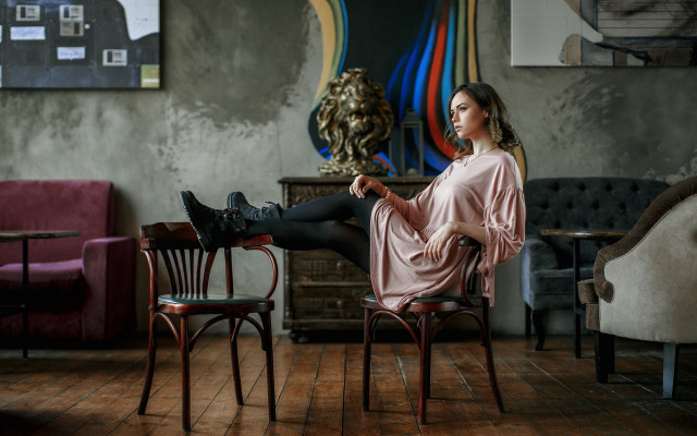 Woman chair room painting artnouveau free wallpaper for desktop - medium preview image