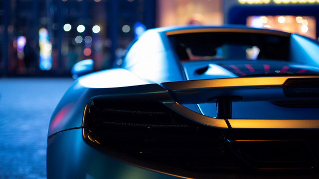 Futuristic car night tiltshift detailed free wallpaper for desktop - medium preview image