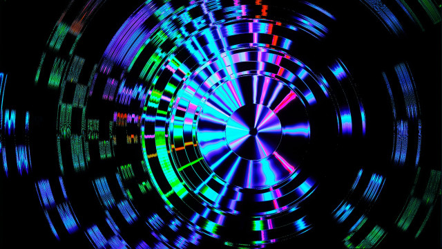 Colorful circular holographic design glowing free wallpaper for desktop - medium preview image