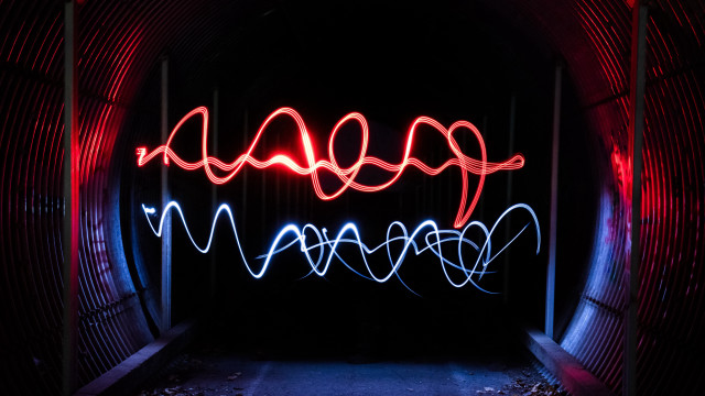 Tunnel red light painting cave free wallpaper for desktop - medium preview image