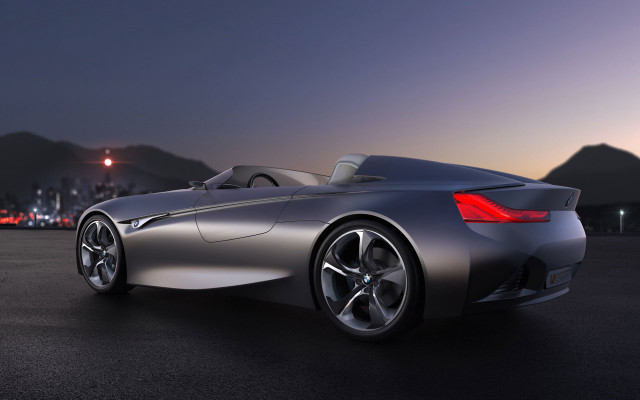 Silver car night city full free wallpaper for desktop - medium preview image