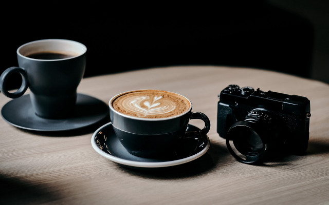 Camera coffee still life cinematic free wallpaper for desktop - medium preview image
