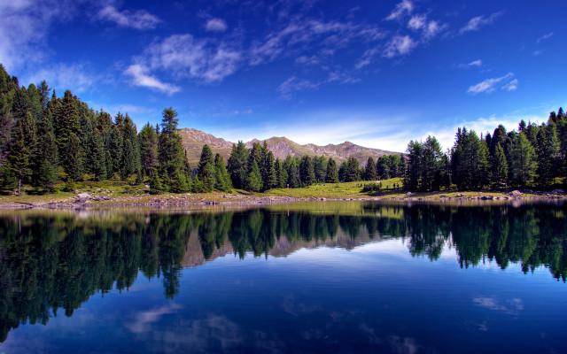 Lake mountains trees blue sky #21 free wallpaper for desktop - medium preview image