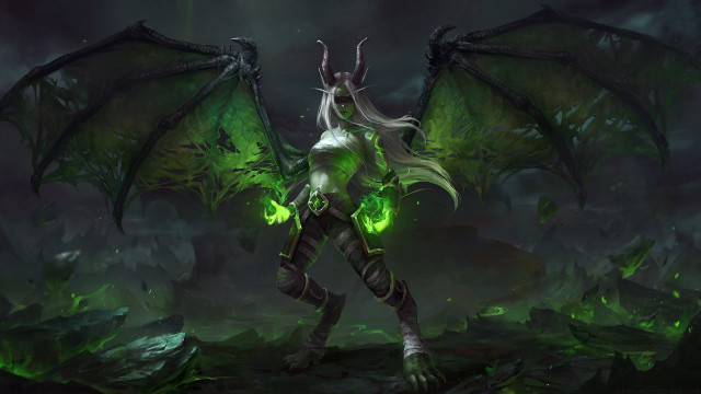 Woman green dragon wings sword free wallpaper for desktop - medium preview image