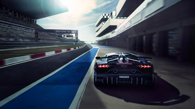 Black sports car race track free wallpaper for desktop - medium preview image