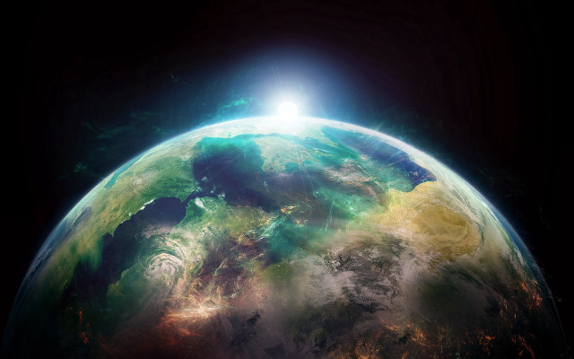 Earth space moon glow reflection free wallpaper for desktop - medium preview image