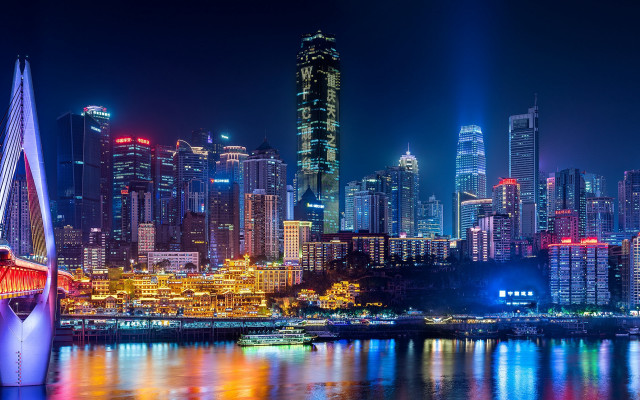 Tokyo night cityscape bridge river #3 free wallpaper for desktop - medium preview image