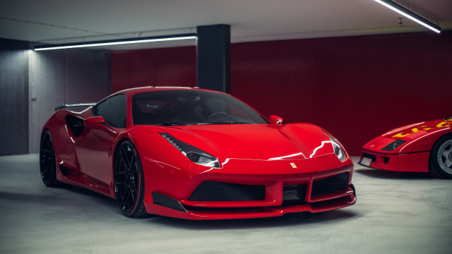 Red sports car garage matte #2 free wallpaper for desktop - medium preview image